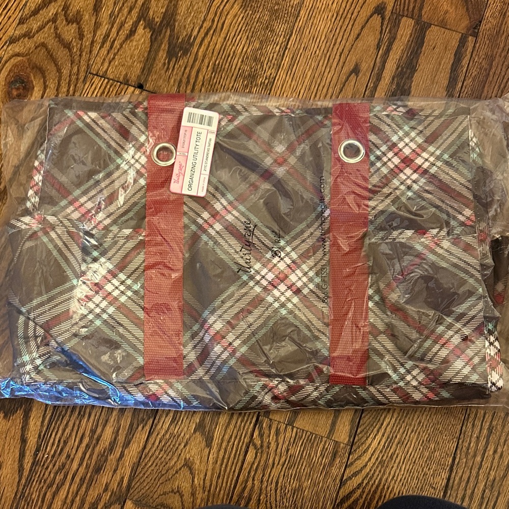 Thirty one—Plaid Tote Bag with Red Accents